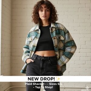 Industry‎ Republic Plaid Shacket Large Lined wool blend jacket coat